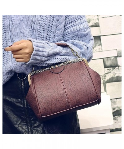 Vintage Hollow Handbag for Women Leather Shoulder Bag Evening Clutch Bag Kiss Lock Closure Crossbody Bag Purse Black Wine $17...