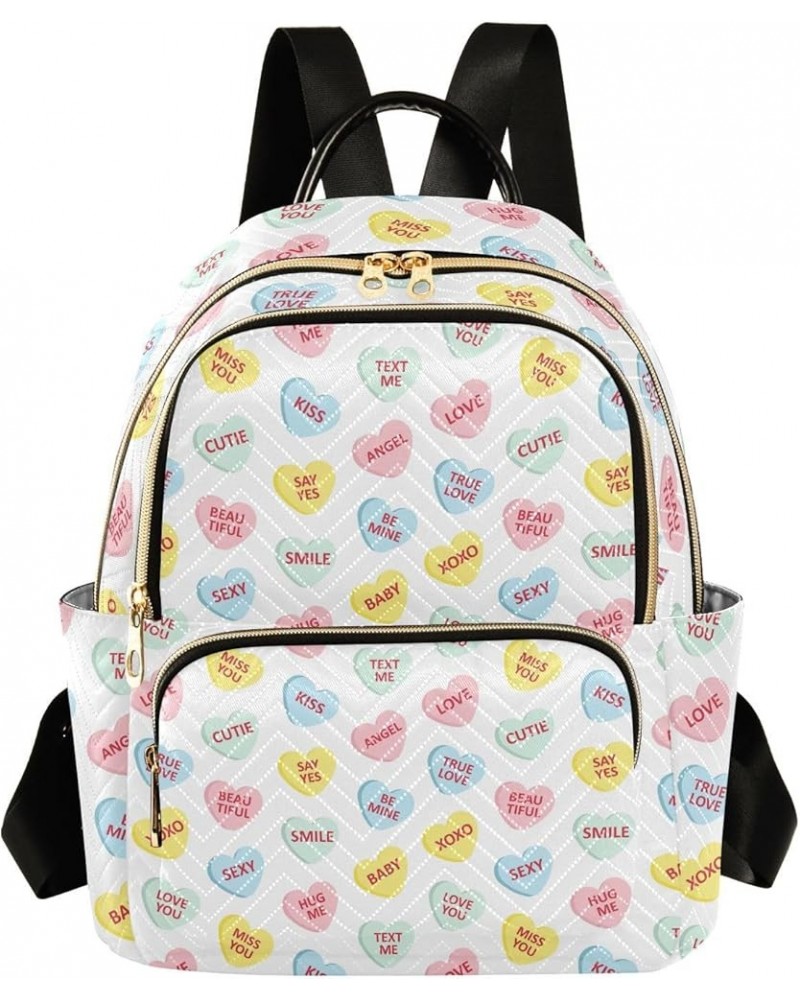 Backpack Purse for Women Valentine's Day Hearts, Mini Fashion Backpack Multicoloured Letter Lightweight Casual Daypack Should...