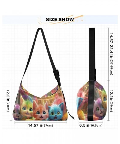 Colorful Kittens Playfully Hobo Crossbody Bags for Women Leather Large Shoulder Bag Cross Body Trendy Womens Tote Bags Handba...