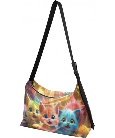 Colorful Kittens Playfully Hobo Crossbody Bags for Women Leather Large Shoulder Bag Cross Body Trendy Womens Tote Bags Handba...