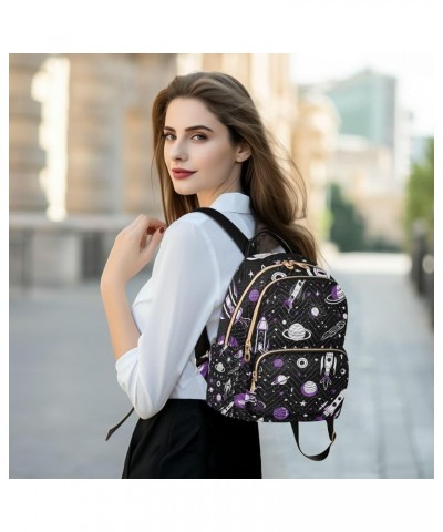 Black with a Constellation Small Lightweight Backpack, Women Fashion Backpacks, Women Backpack for Travel, S Space and Spaces...