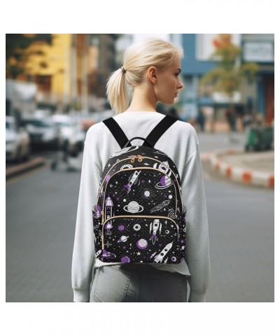 Black with a Constellation Small Lightweight Backpack, Women Fashion Backpacks, Women Backpack for Travel, S Space and Spaces...