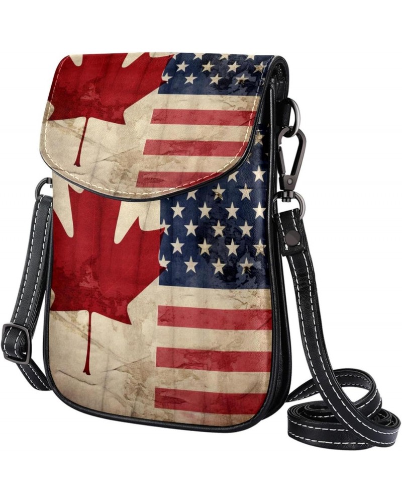 Crossbody Bags for Women,Crossbody Bag Men,Small Sling Bag,America Canada Flag Retro,Crossbody Purse $12.97 Crossbody Bags