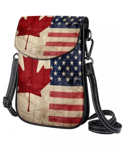 Crossbody Bags for Women,Crossbody Bag Men,Small Sling Bag,America Canada Flag Retro,Crossbody Purse $12.97 Crossbody Bags