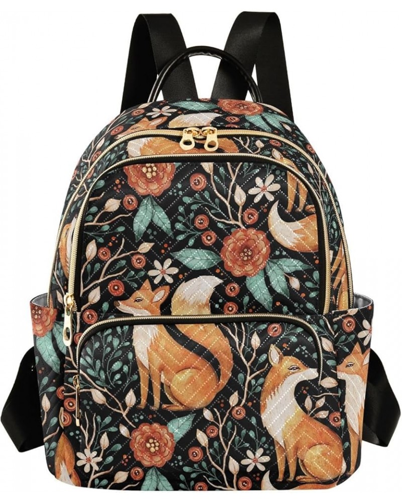 Mini Backpack for Women, Cute Fox Fall Autumn Travel Backpack Purse for Ladies, Small Bookbag Daypack Shoulder Bag S Multi121...