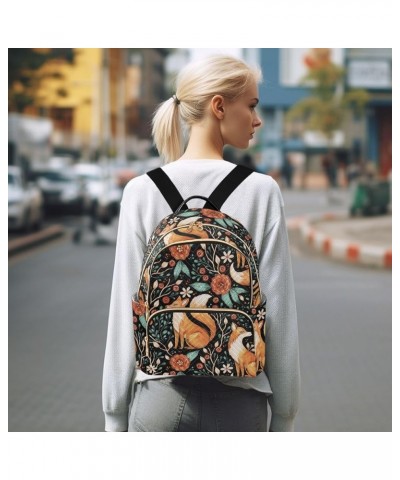 Mini Backpack for Women, Cute Fox Fall Autumn Travel Backpack Purse for Ladies, Small Bookbag Daypack Shoulder Bag S Multi121...