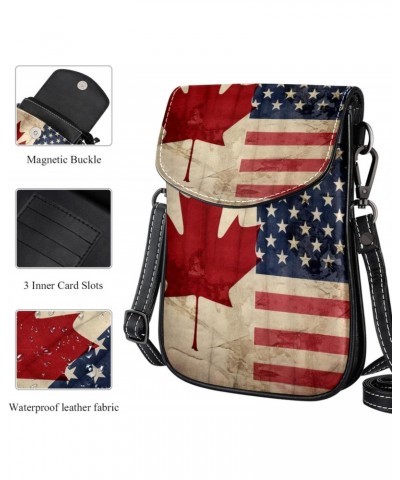 Crossbody Bags for Women,Crossbody Bag Men,Small Sling Bag,America Canada Flag Retro,Crossbody Purse $12.97 Crossbody Bags