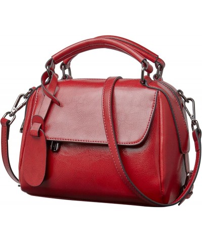 Small Leather Crossbody Bags for Women Lady Shoulder Bag Top Handle Mini Handbag and Purse Red $21.88 Handbags