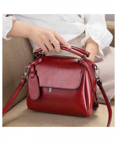 Small Leather Crossbody Bags for Women Lady Shoulder Bag Top Handle Mini Handbag and Purse Red $21.88 Handbags