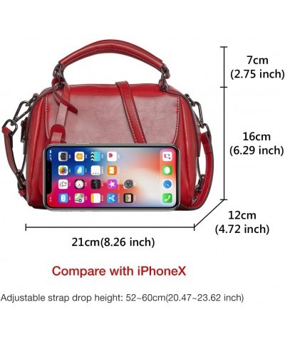 Small Leather Crossbody Bags for Women Lady Shoulder Bag Top Handle Mini Handbag and Purse Red $21.88 Handbags