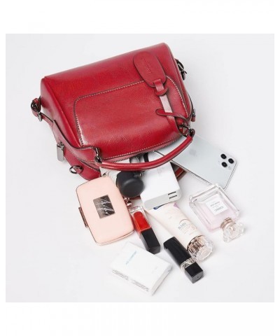 Small Leather Crossbody Bags for Women Lady Shoulder Bag Top Handle Mini Handbag and Purse Red $21.88 Handbags