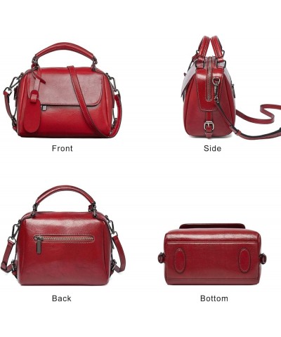 Small Leather Crossbody Bags for Women Lady Shoulder Bag Top Handle Mini Handbag and Purse Red $21.88 Handbags