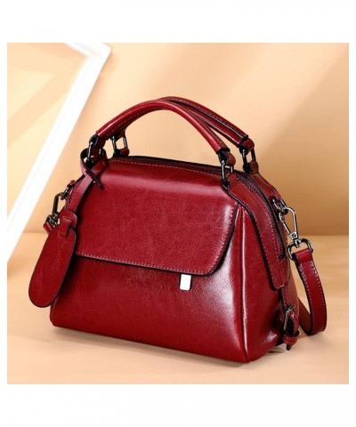 Small Leather Crossbody Bags for Women Lady Shoulder Bag Top Handle Mini Handbag and Purse Red $21.88 Handbags