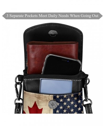 Crossbody Bags for Women,Crossbody Bag Men,Small Sling Bag,America Canada Flag Retro,Crossbody Purse $12.97 Crossbody Bags