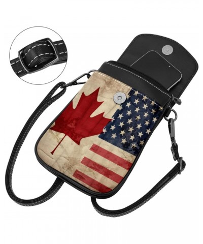 Crossbody Bags for Women,Crossbody Bag Men,Small Sling Bag,America Canada Flag Retro,Crossbody Purse $12.97 Crossbody Bags