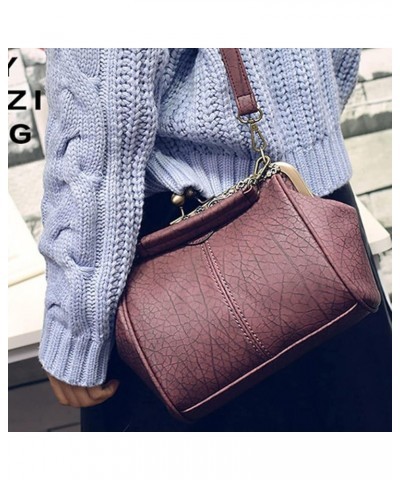 Vintage Hollow Handbag for Women Leather Shoulder Bag Evening Clutch Bag Kiss Lock Closure Crossbody Bag Purse Black Wine $17...