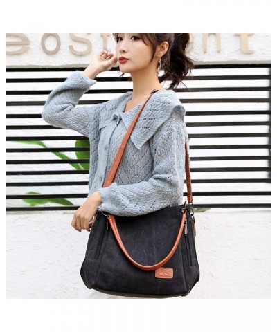 Womens Handbags Canvas Tote Bag Shoulder Bags Satchel Hobo Purse Casual Bag Ladies Daypack Crossbody Bag Black $21.08 Totes