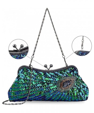 Women's Unique Luxury Sequins Beaded Evening Bag Wedding Bridal Party Prom Clutch Purse tote Handbag(Peacock blue) Style C $1...