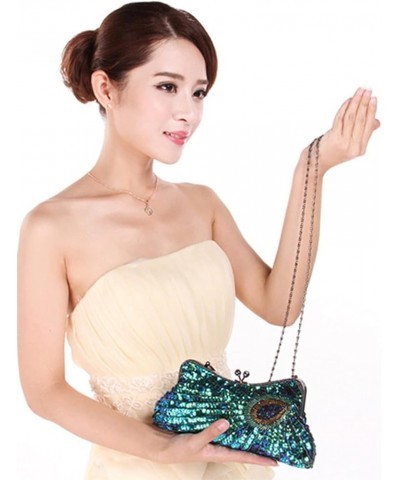 Women's Unique Luxury Sequins Beaded Evening Bag Wedding Bridal Party Prom Clutch Purse tote Handbag(Peacock blue) Style C $1...