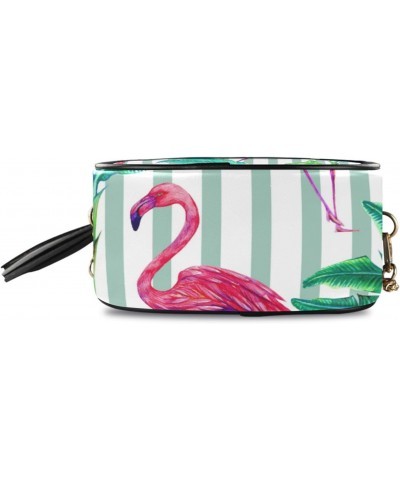 Small Crossbody Bag Tropical Flamingo Birds Striped Womens Shoulder Chain Bag PU Leather Small Purse With Tassel $13.91 Shoul...