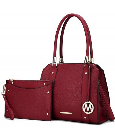 Crossbody Shoulder Handbag with wristlet for Women, Vegan Leather Top-Handle Satchel Purse bag Norah Red $34.21 Satchels