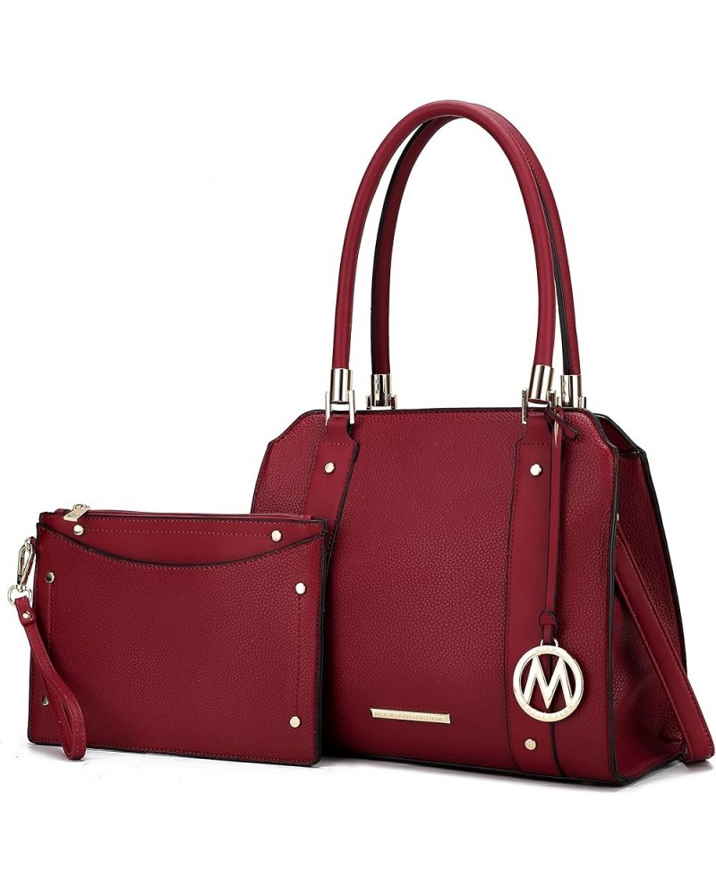 Crossbody Shoulder Handbag with wristlet for Women, Vegan Leather Top-Handle Satchel Purse bag Norah Red $34.21 Satchels