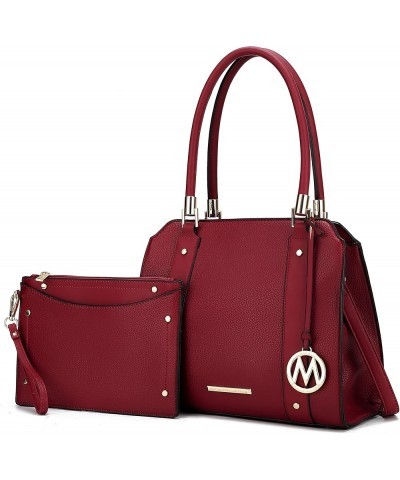 Crossbody Shoulder Handbag with wristlet for Women, Vegan Leather Top-Handle Satchel Purse bag Norah Red $34.21 Satchels