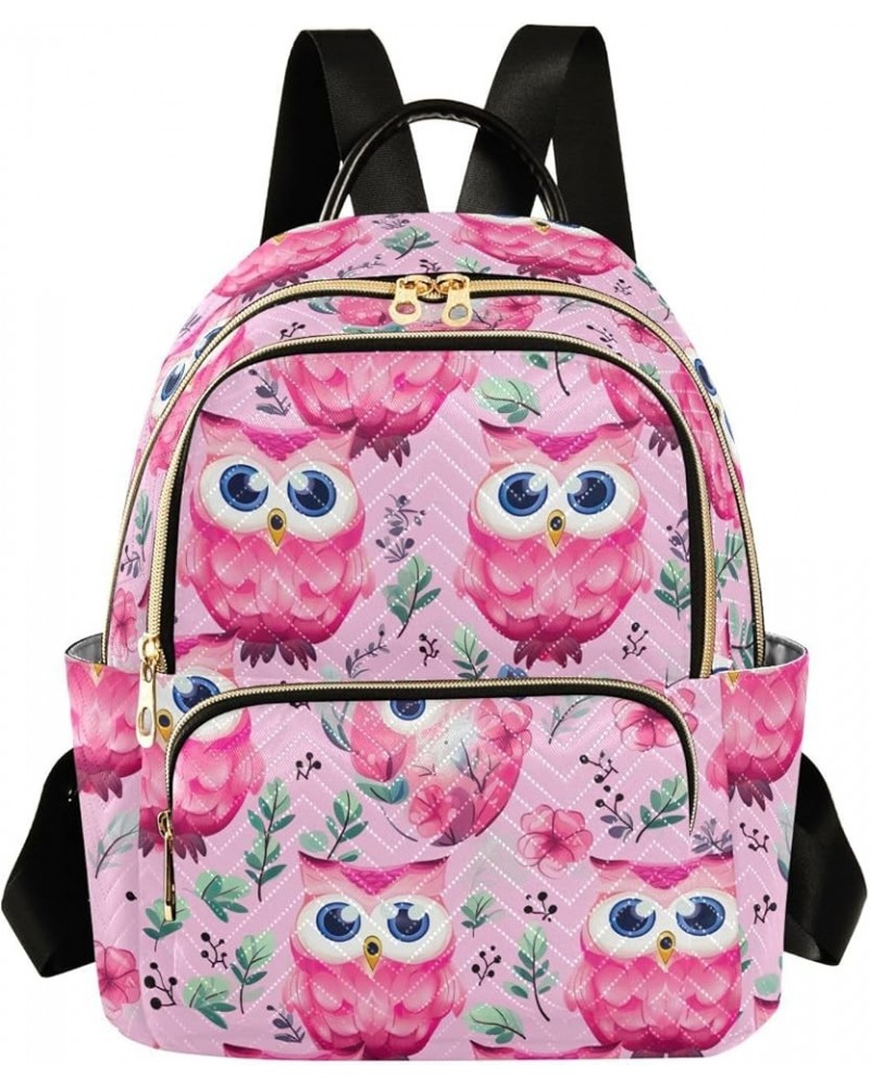 Pink Owl Flower Backpack Purse for Women Small Travel Bag Fashion Daypack M 202a4582 S(10.23"x5.11"x12.59") 202a4582 $20.90 B...