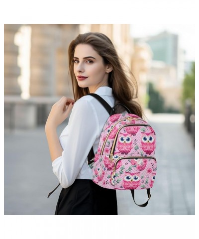 Pink Owl Flower Backpack Purse for Women Small Travel Bag Fashion Daypack M 202a4582 S(10.23"x5.11"x12.59") 202a4582 $20.90 B...