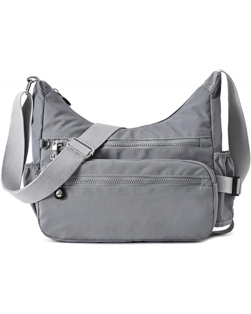 Crossbody Purse Bag Fabric Nylon Multi Pocket Tote Ladies Messenger Handbag Grey $8.92 Totes