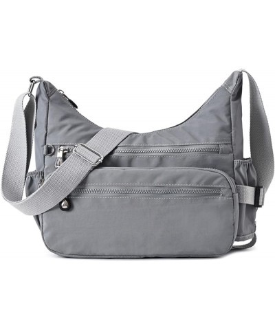 Crossbody Purse Bag Fabric Nylon Multi Pocket Tote Ladies Messenger Handbag Grey $8.92 Totes