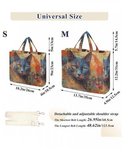 Painting Cat Yellow Eye Corduroy Women Tote Bag, Handbag Purse with Detachable Strap $15.04 Crossbody Bags