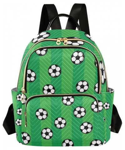 Women Backpack Soccer Green Stripes Cute Anti-Theft Travel Backpack with Luggage Belt Lightweight Handbag Lady Purse Roomy Do...