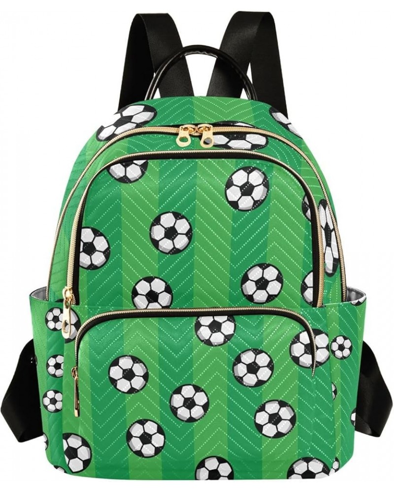 Women Backpack Soccer Green Stripes Cute Anti-Theft Travel Backpack with Luggage Belt Lightweight Handbag Lady Purse Roomy Do...