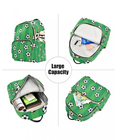 Women Backpack Soccer Green Stripes Cute Anti-Theft Travel Backpack with Luggage Belt Lightweight Handbag Lady Purse Roomy Do...