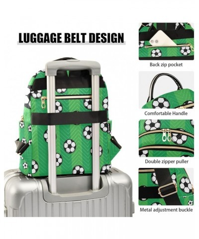 Women Backpack Soccer Green Stripes Cute Anti-Theft Travel Backpack with Luggage Belt Lightweight Handbag Lady Purse Roomy Do...