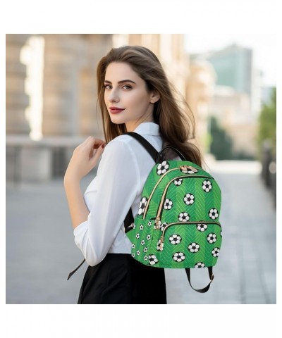 Women Backpack Soccer Green Stripes Cute Anti-Theft Travel Backpack with Luggage Belt Lightweight Handbag Lady Purse Roomy Do...