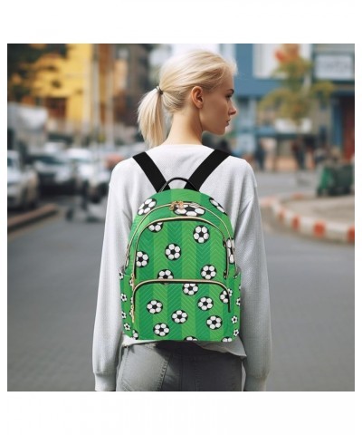 Women Backpack Soccer Green Stripes Cute Anti-Theft Travel Backpack with Luggage Belt Lightweight Handbag Lady Purse Roomy Do...