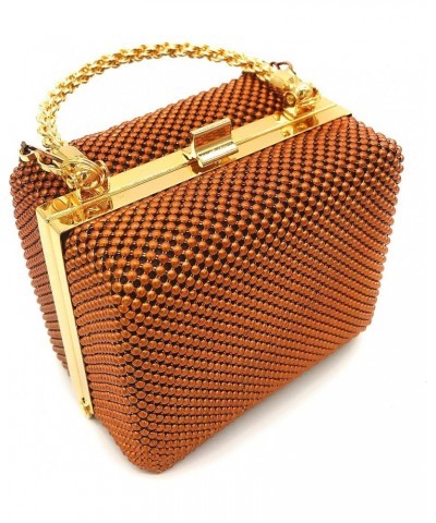 XX-Small clutch Metal beaded mesh evening box purse for Cocktail Party Prom Wedding Banquet Copper $9.60 Evening Bags