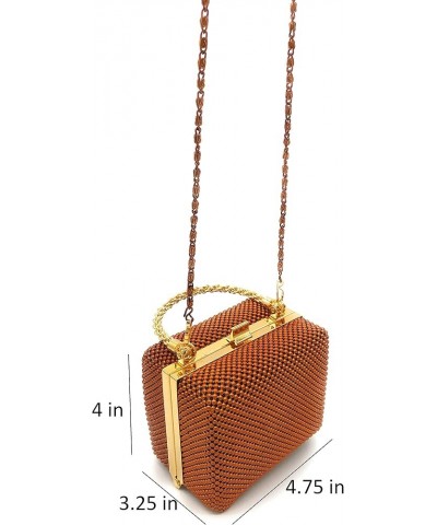 XX-Small clutch Metal beaded mesh evening box purse for Cocktail Party Prom Wedding Banquet Copper $9.60 Evening Bags