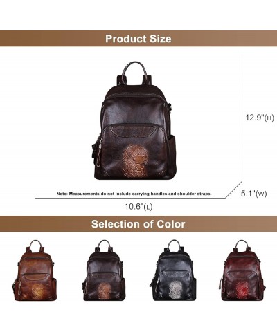 Fashion Women's Large Capacity Backpack Genuine Leather Work Travel Daypack Ladies Handbag Bookbag Black $43.88 Backpacks