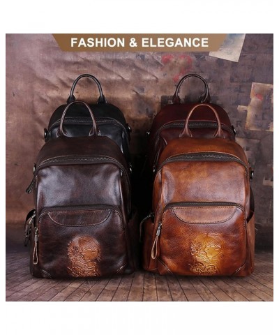 Fashion Women's Large Capacity Backpack Genuine Leather Work Travel Daypack Ladies Handbag Bookbag Black $43.88 Backpacks