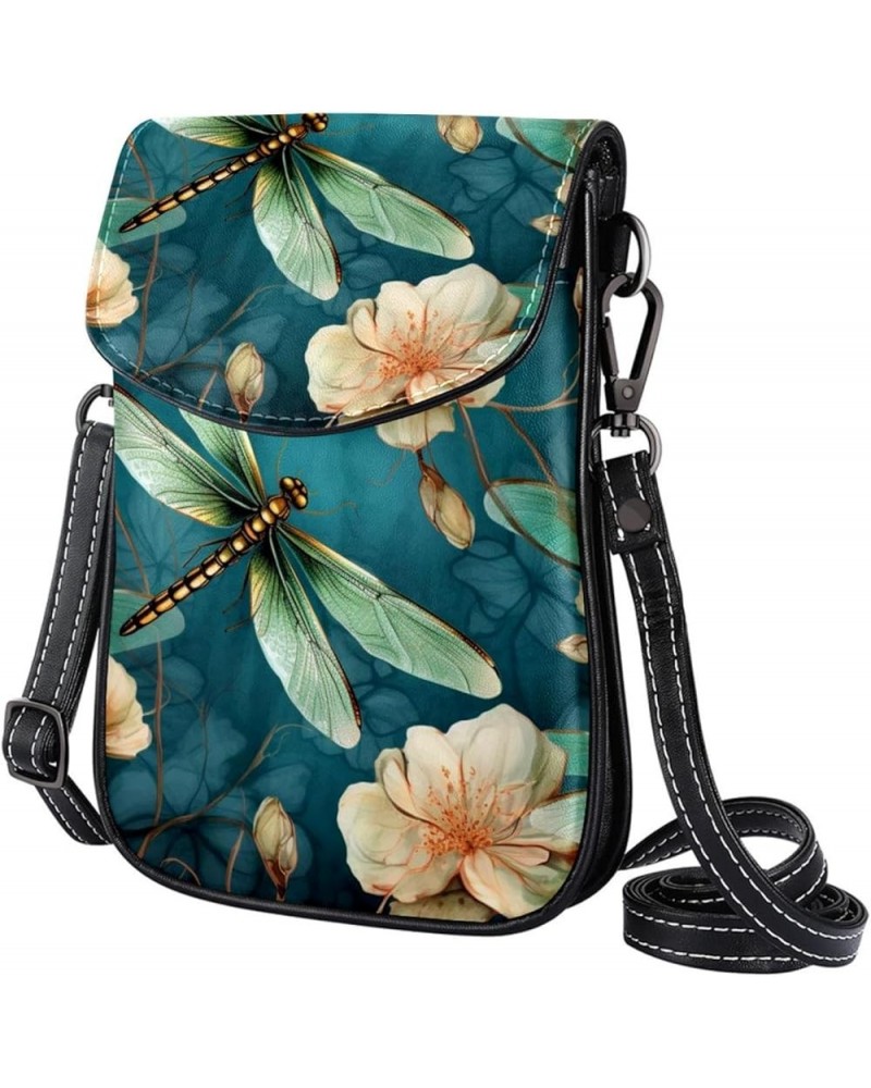 Classic PU Leather Phone Bag - Durable Cell Phone Wallet, Convenient Crossbody Purse Floral Dragonfly Multicoloured9 $12.22 C...