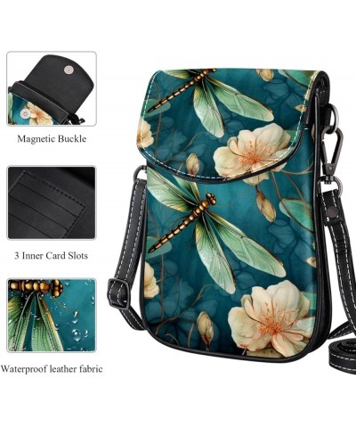 Classic PU Leather Phone Bag - Durable Cell Phone Wallet, Convenient Crossbody Purse Floral Dragonfly Multicoloured9 $12.22 C...