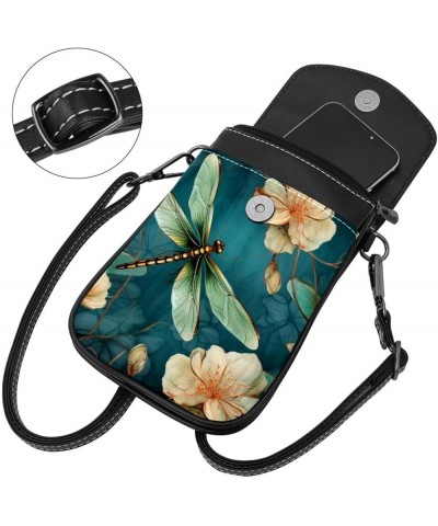 Classic PU Leather Phone Bag - Durable Cell Phone Wallet, Convenient Crossbody Purse Floral Dragonfly Multicoloured9 $12.22 C...