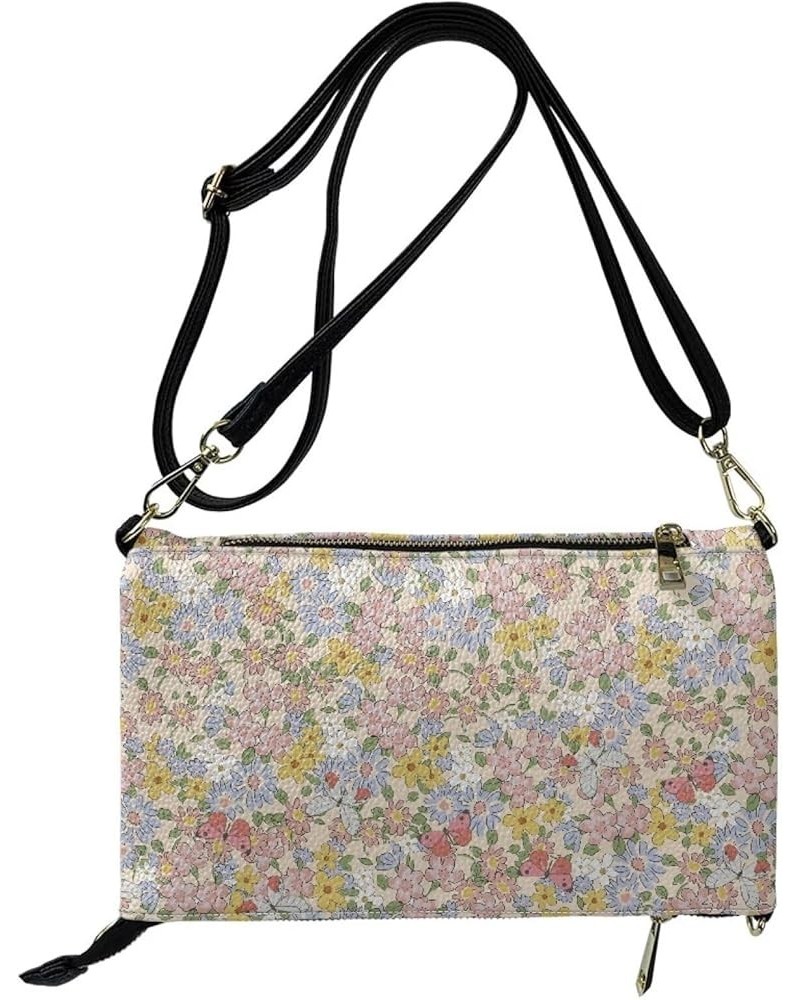 Evening Clutch Purse for Women Leather Crossbody Shoulder Handbag with Removable Strap Foldover Clutch Bag Colorful Flower $1...