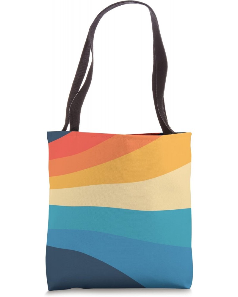 Green Blue Orange Red Colorful Abstract Wave Stripes Tote Bag $12.45 Totes