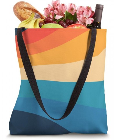 Green Blue Orange Red Colorful Abstract Wave Stripes Tote Bag $12.45 Totes