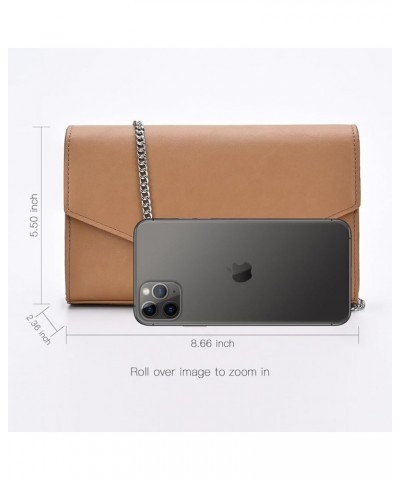 Clutch Purse for Women, Evening Envelope Clutch Bag, Crossbody Foldover PU Leather Shoulder Handbag Brown $11.50 Evening Bags