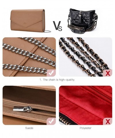 Clutch Purse for Women, Evening Envelope Clutch Bag, Crossbody Foldover PU Leather Shoulder Handbag Brown $11.50 Evening Bags